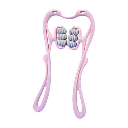 Manual 6-roller neck and shoulder trigger point massager for tension