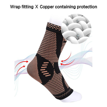 Copper-infused ankle compression sleeve for plantar fasciitis and sprains