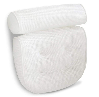 Orthopedic 4D mesh bath pillow for neck and back support in tub