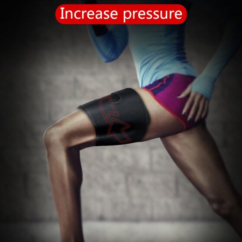 Adjustable neoprene thigh compression wrap for hamstring and quad support