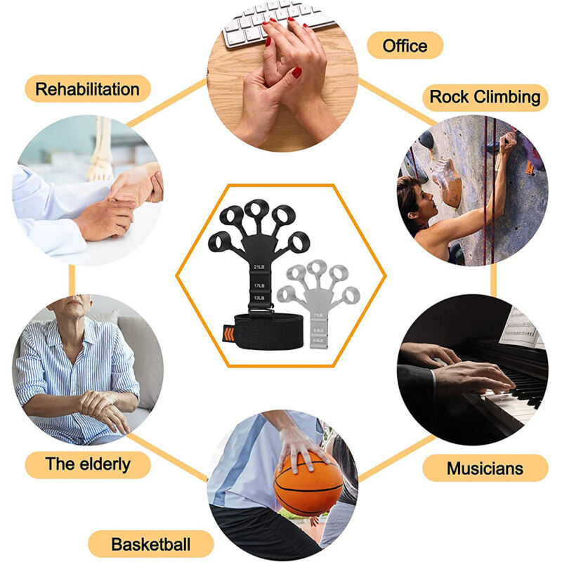 Silicone adjustable finger grip strength trainer with 6 resistance levels