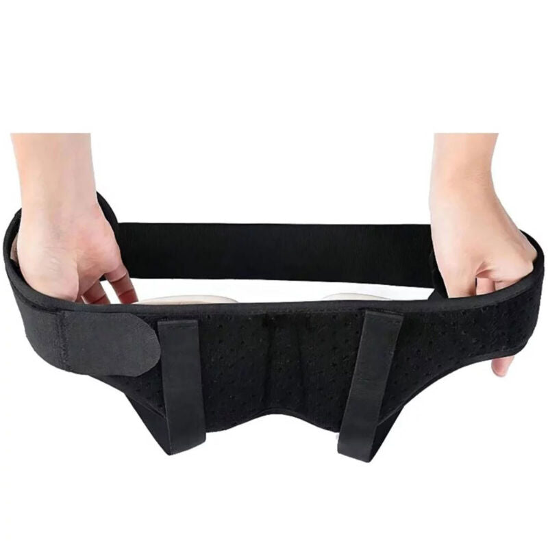 Adjustable inguinal hernia support belt with removable compression pads