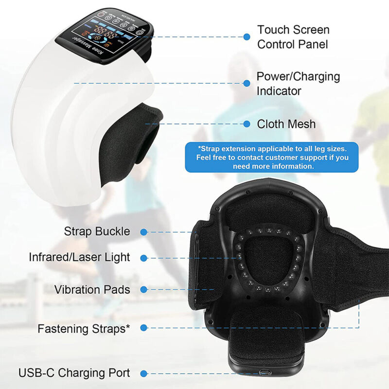 Smart infrared knee massager with 4D airbag compression and red light therapy
