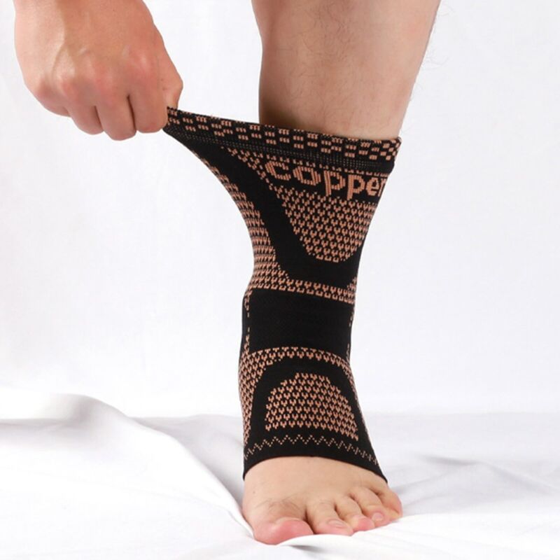 Copper-infused ankle compression sleeve for plantar fasciitis and sprains
