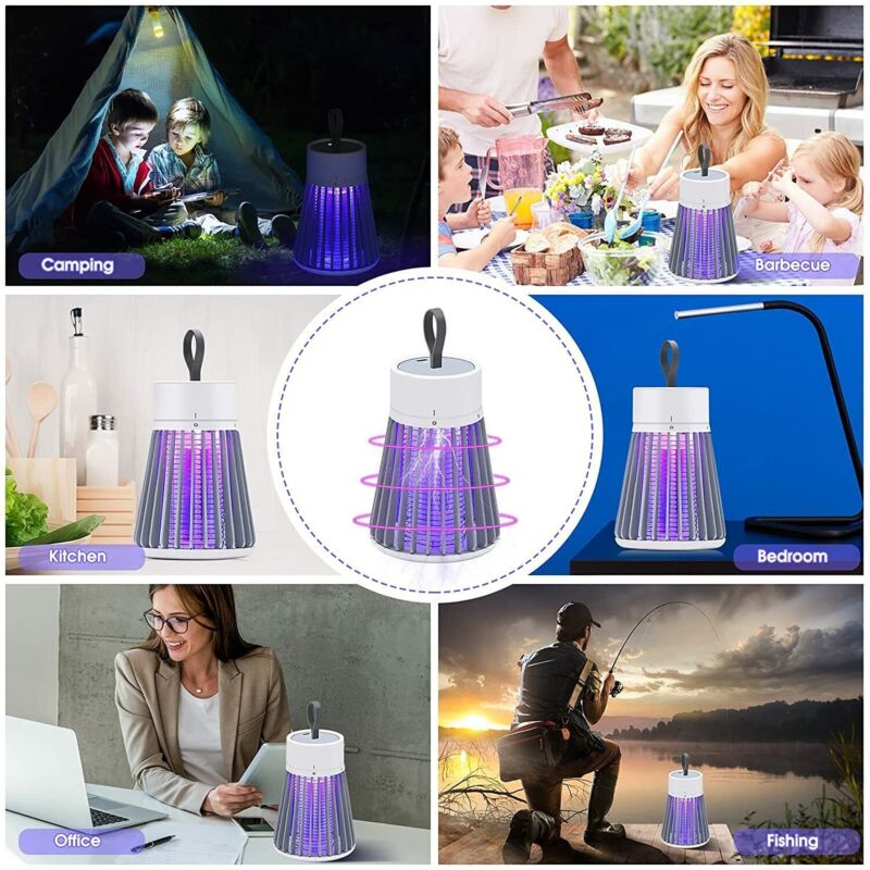 USB rechargeable UV mosquito zapper lamp silent insect trap
