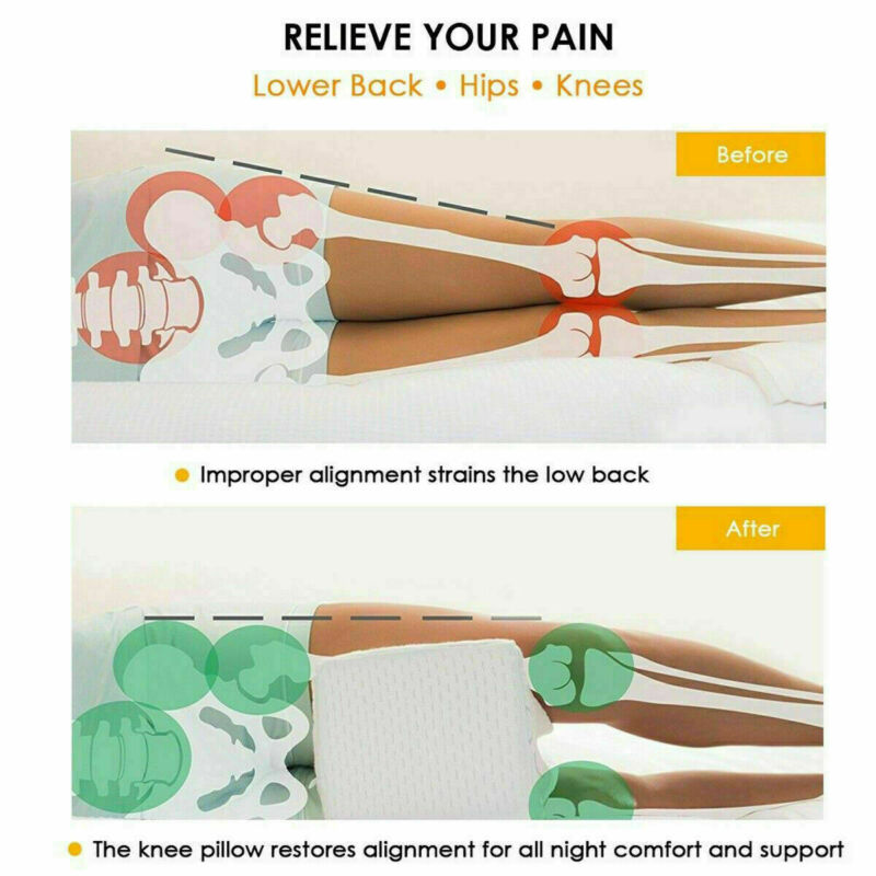 Memory foam hip and knee support pillow for side sleepers and sciatica