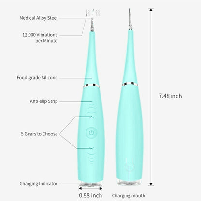 Ultrasonic tooth cleaning wand with LED light for plaque and tartar