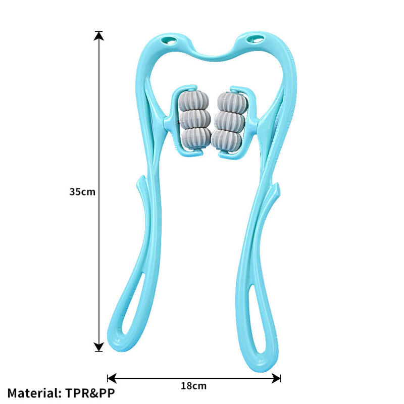 Manual 6-roller neck and shoulder trigger point massager for tension