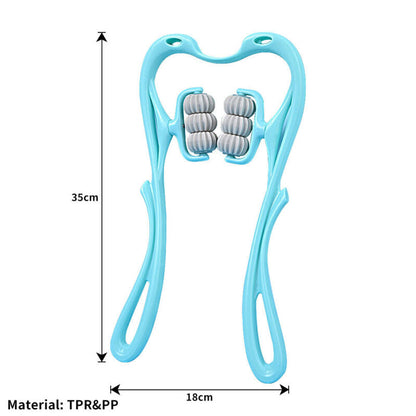 Manual 6-roller neck and shoulder trigger point massager for tension