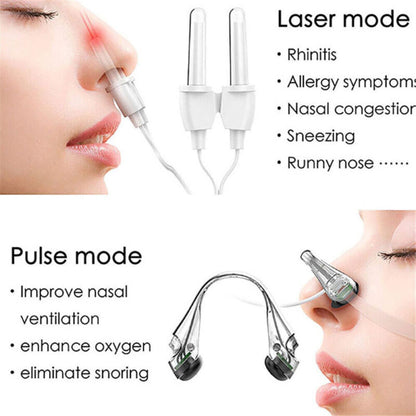Red light therapy nasal device with low-level laser for rhinitis and sinusitis
