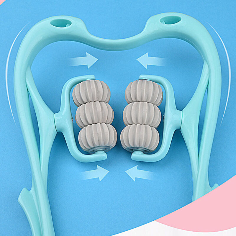 Manual 6-roller neck and shoulder trigger point massager for tension