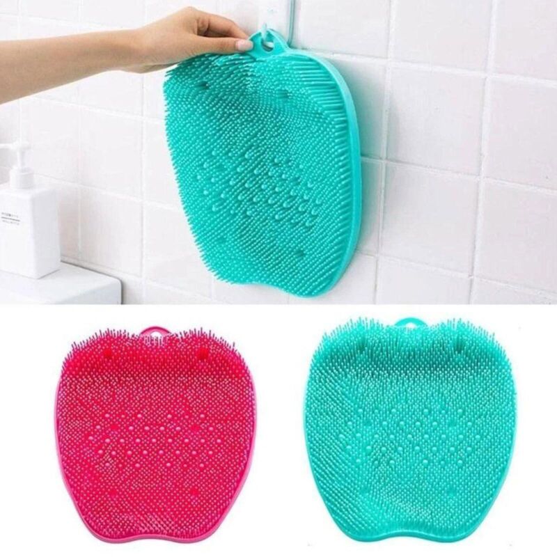 Anti-slip silicone foot scrubber mat with bristles for shower foot massage