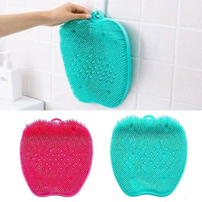 Anti-slip silicone foot scrubber mat with bristles for shower foot massage