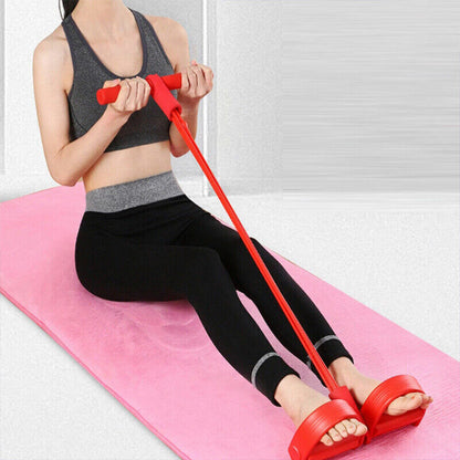 Multi-function resistance band pedal exerciser with foot loops and foam handles
