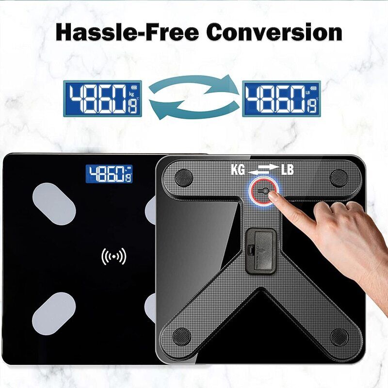 Smart Bluetooth body fat scale with BMI tracking and smartphone app