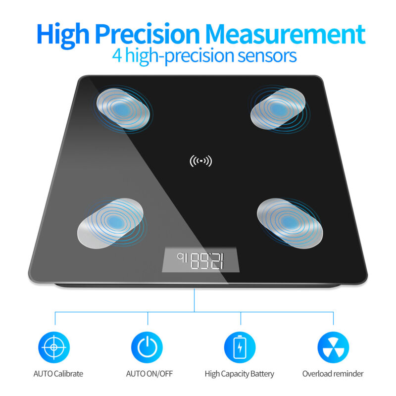 Smart Bluetooth body fat scale with BMI tracking and smartphone app
