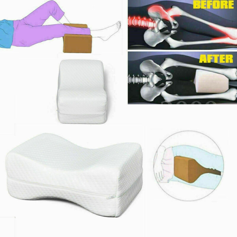 Memory foam hip and knee support pillow for side sleepers and sciatica