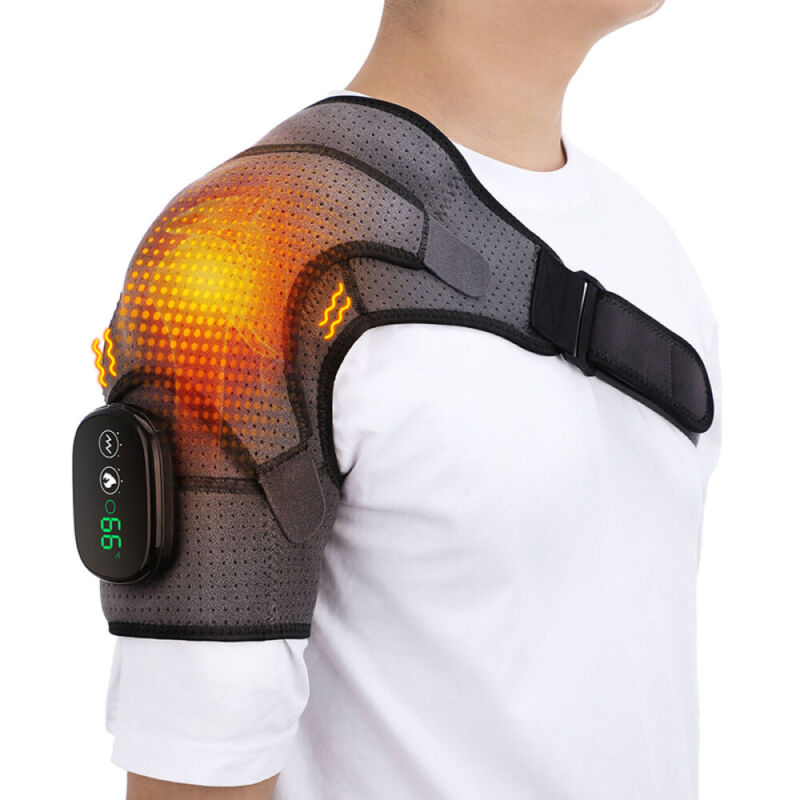Heated shoulder brace with infrared heat and vibration massage for rotator cuff