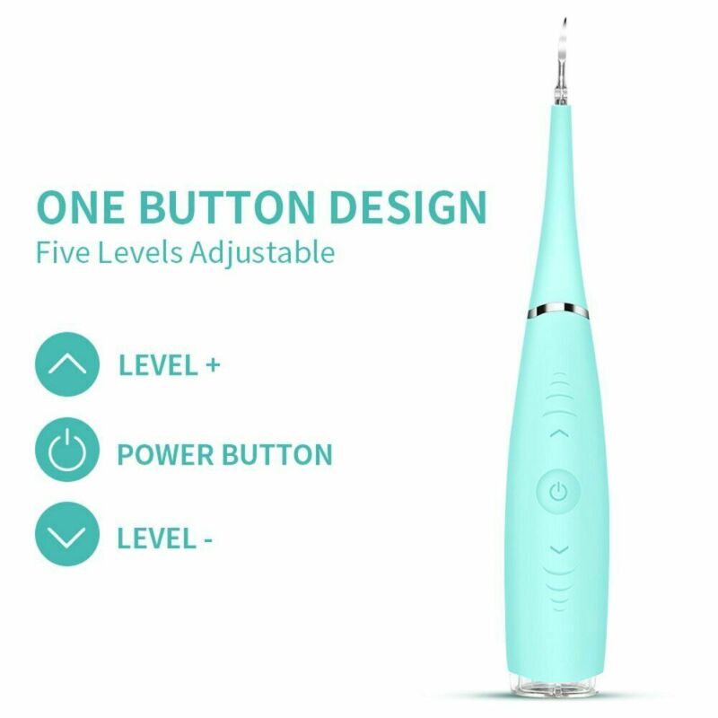 Ultrasonic tooth cleaning wand with LED light for plaque and tartar
