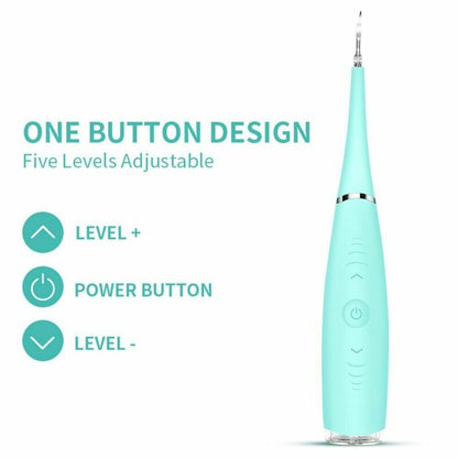 Ultrasonic tooth cleaning wand with LED light for plaque and tartar