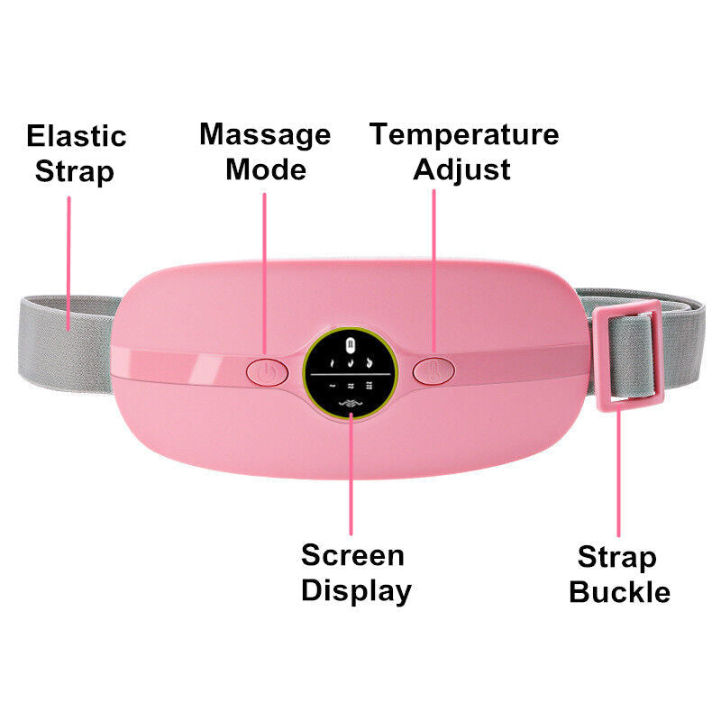 Cordless wearable menstrual heating pad belt with heat and vibration for period cramps