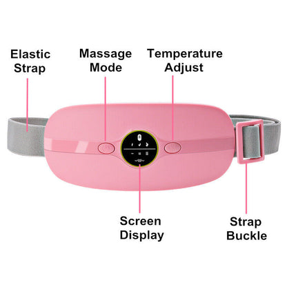 Cordless wearable menstrual heating pad belt with heat and vibration for period cramps