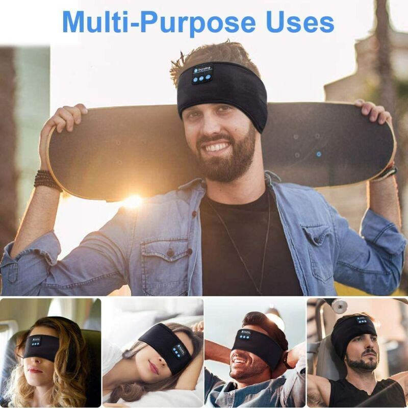 Bluetooth sleep headband with headphones and eye mask for side sleepers