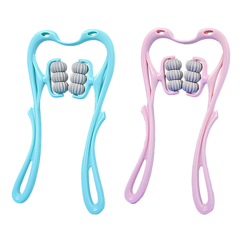 Manual 6-roller neck and shoulder trigger point massager for tension