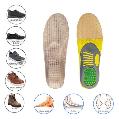 Heavy-duty orthotic gel insoles for plantar fasciitis and standing all day