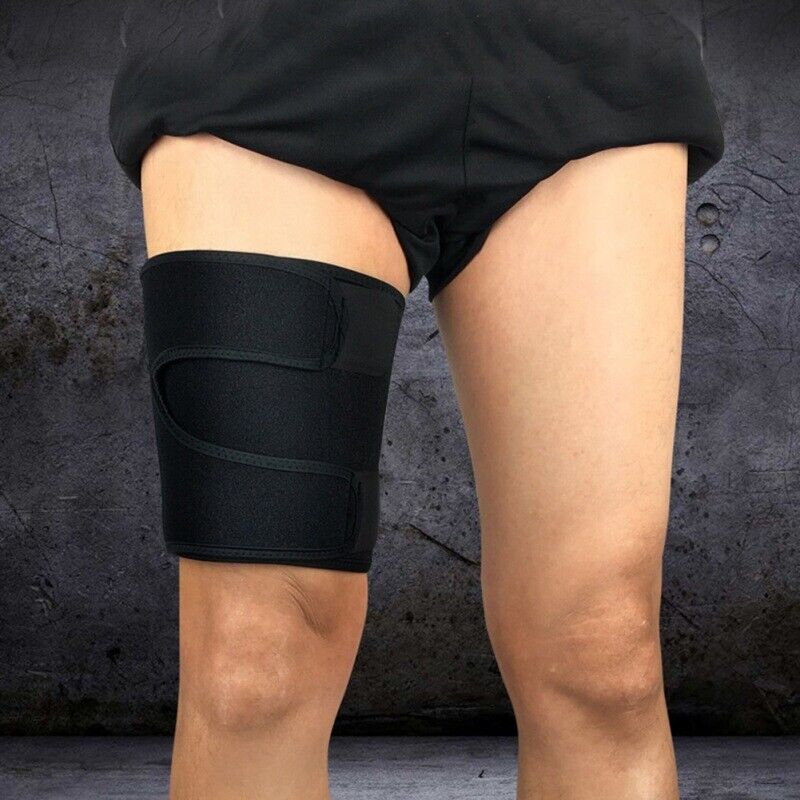 Adjustable neoprene thigh compression wrap for hamstring and quad support