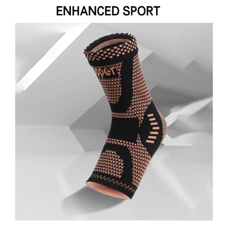 Copper-infused ankle compression sleeve for plantar fasciitis and sprains