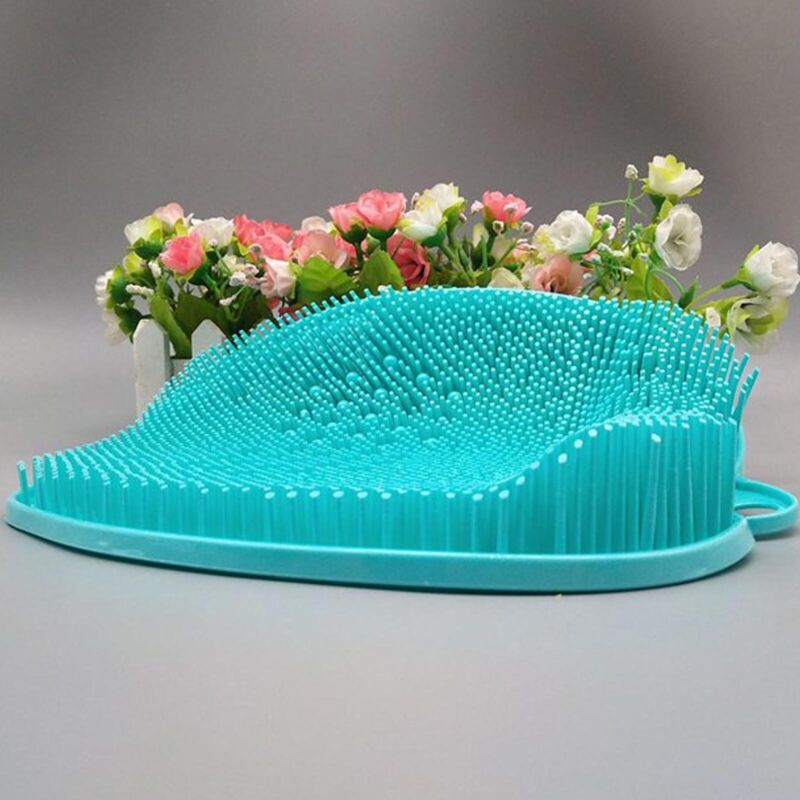 Anti-slip silicone foot scrubber mat with bristles for shower foot massage