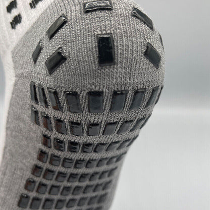 Mid-calf anti-slip grip socks with traction pads for soccer and basketball