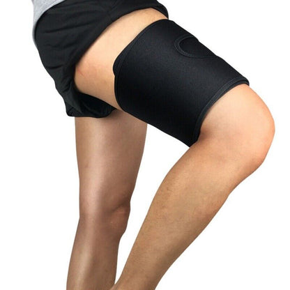 Adjustable neoprene thigh compression wrap for hamstring and quad support