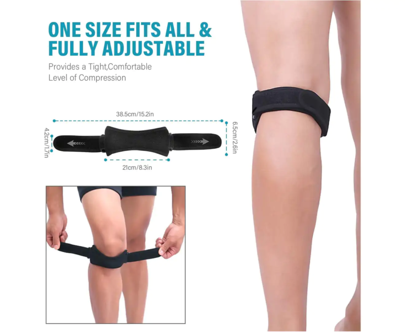 Adjustable patellar tendon knee strap for runner's knee support