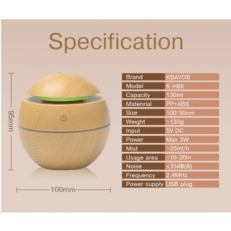 Mini wood grain ultrasonic aromatherapy essential oil diffuser