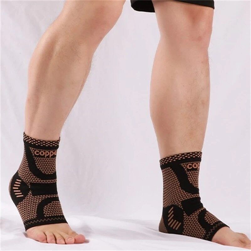 Copper-infused ankle compression sleeve for plantar fasciitis and sprains