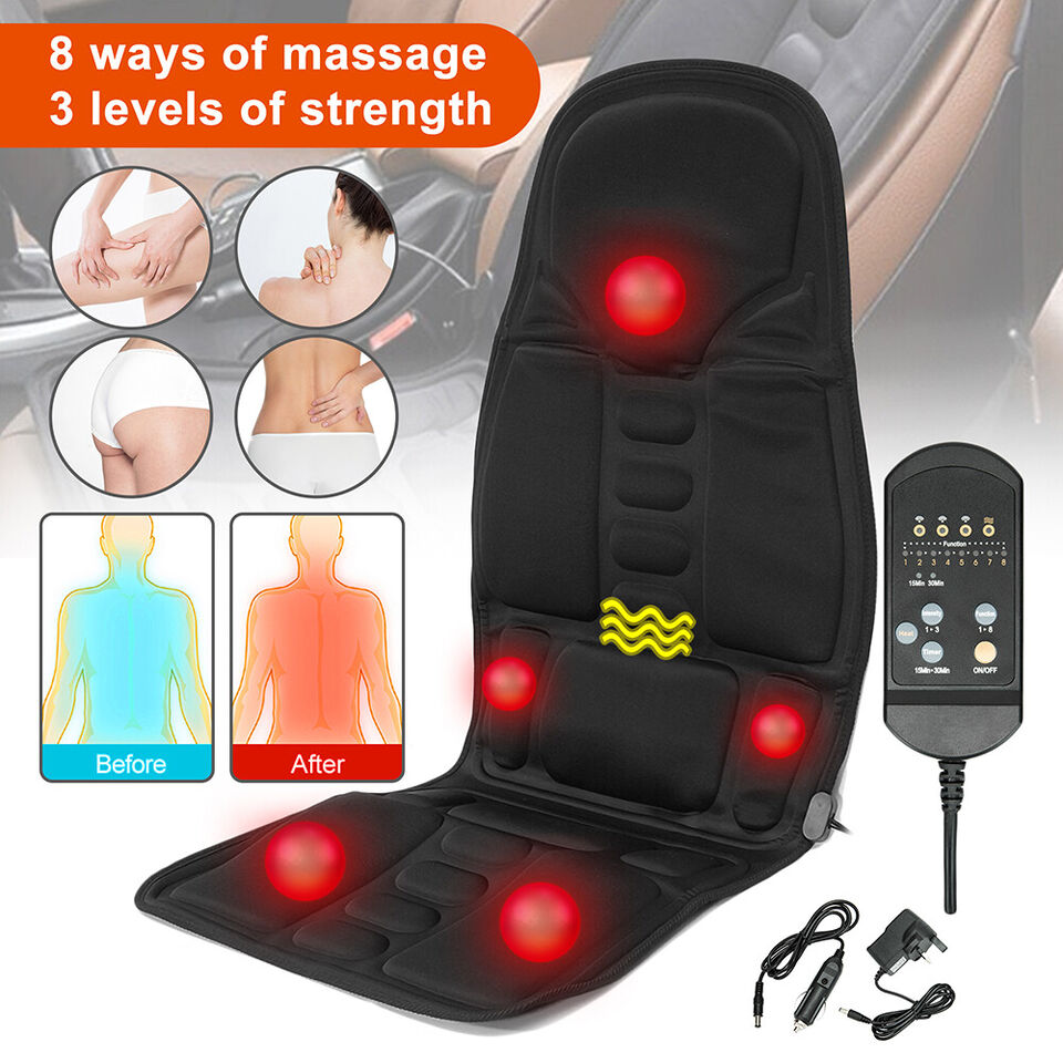 8-mode vibration massage seat cushion with heat for car, home, and office
