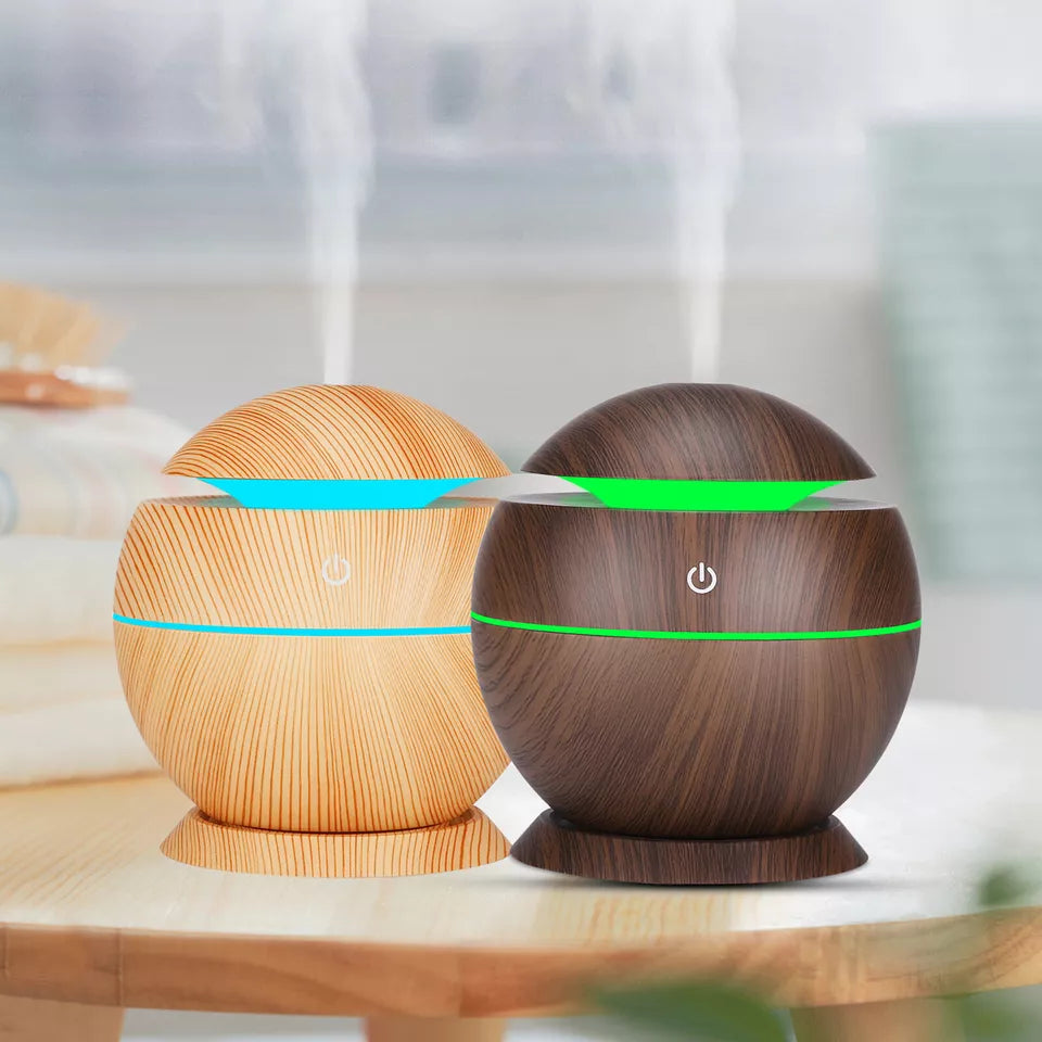 Mini wood grain ultrasonic aromatherapy essential oil diffuser
