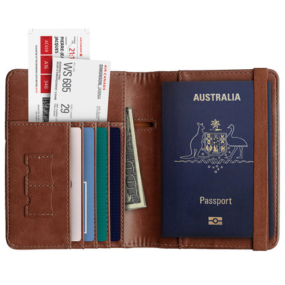 Travel passport wallet organized RFID-blocking document holder