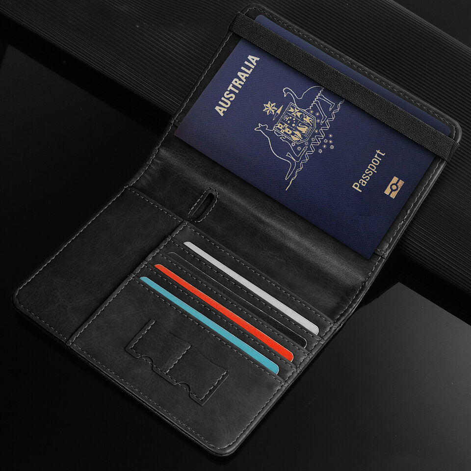 Travel passport wallet organized RFID-blocking document holder