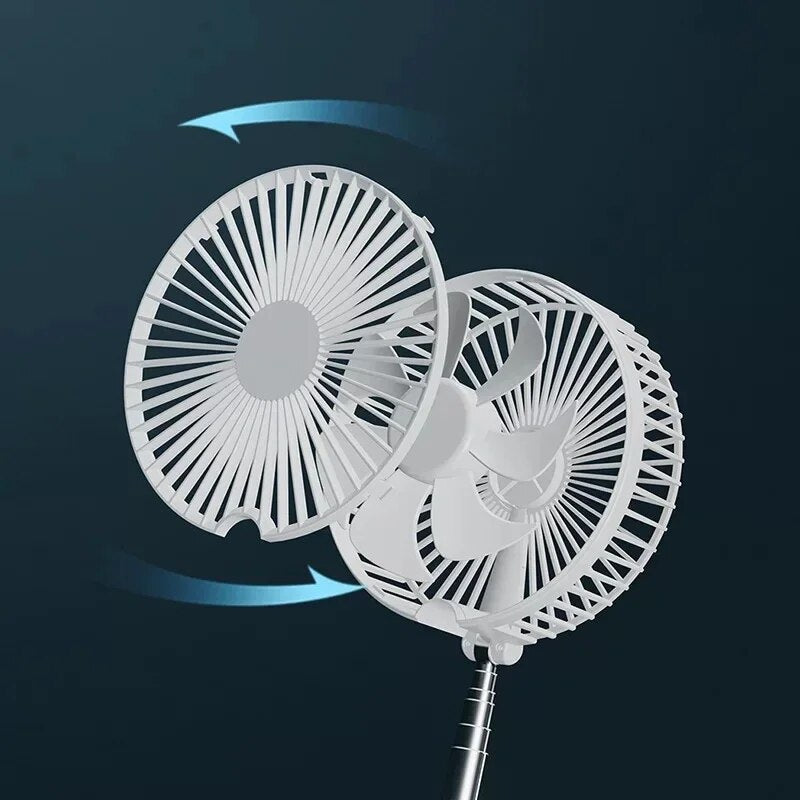 Rechargeable telescopic folding pedestal and desktop fan