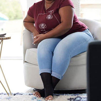 Plus-size open-toe 20-30mmHg compression socks for wide calves and edema