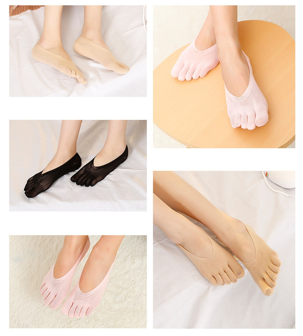 Five-toe compression socks for bunion alignment and blister prevention