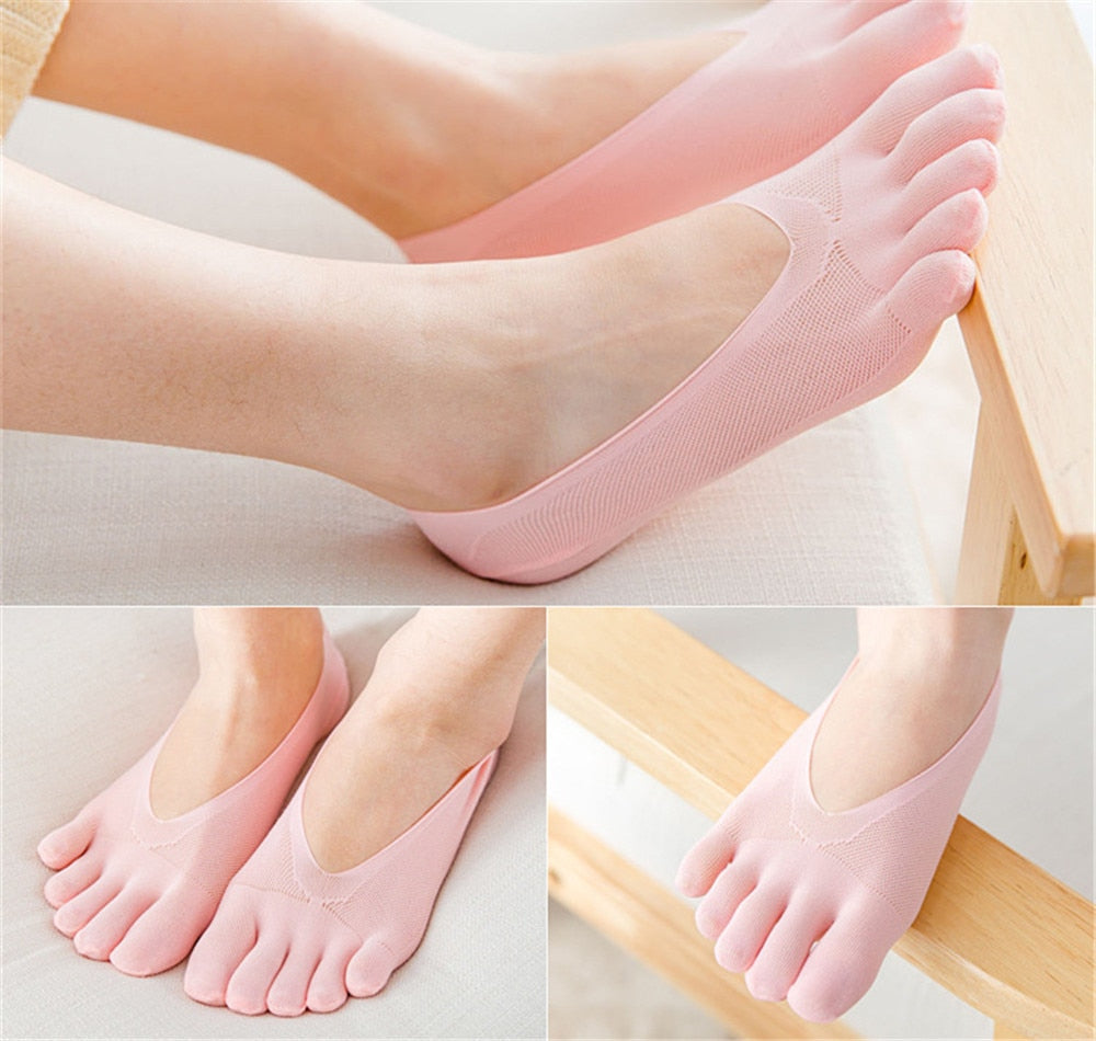 Five-toe compression socks for bunion alignment and blister prevention