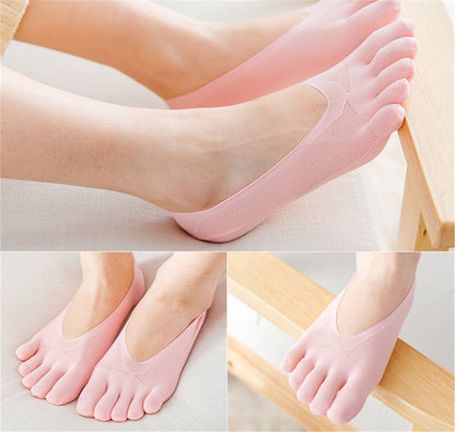 Five-toe compression socks for bunion alignment and blister prevention