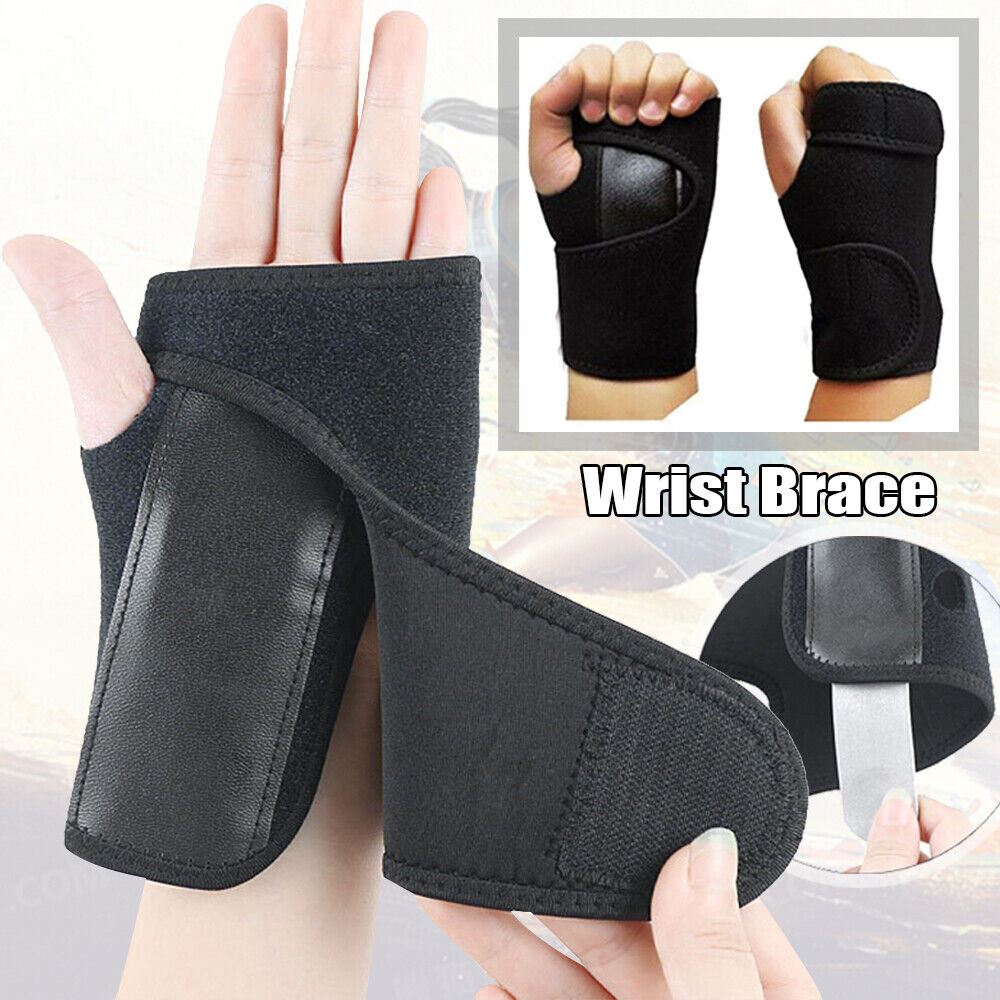 Wrist splint with metal support stabilization brace for carpal tunnel