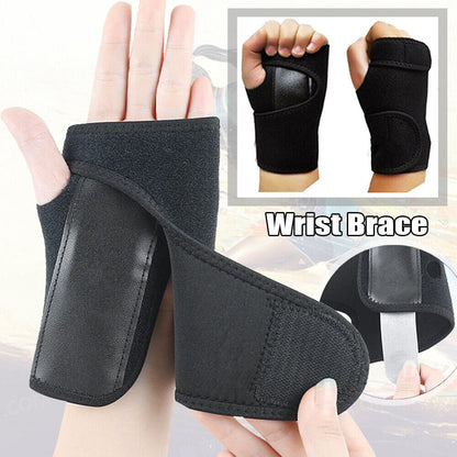 Wrist splint with metal support stabilization brace for carpal tunnel