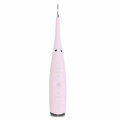 Ultrasonic tooth cleaning wand with LED light for plaque and tartar