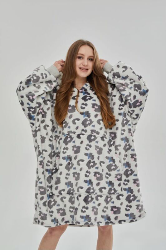 Oversized reversible sherpa fleece wearable hoodie blanket for adults